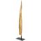 39" Gold Polystone Slim Leaf Abstract Sculpture with Black Metal Stand